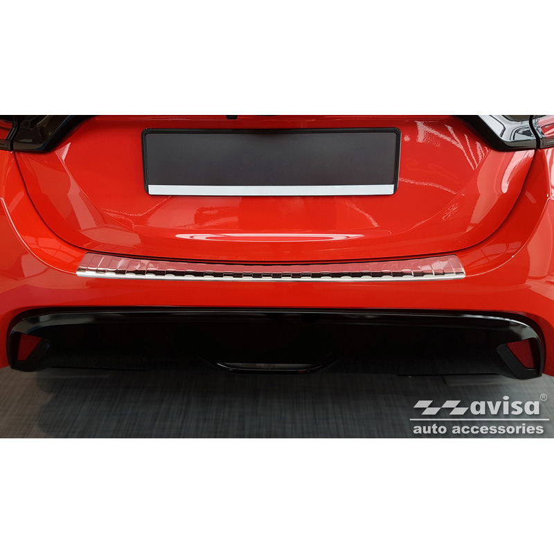 Protection de seuil arrière inox sur mesure pour Toyota Yaris IV HB 5-portes (excl. GR) 2020-2024 & Facelift 2024- 'Ribs'