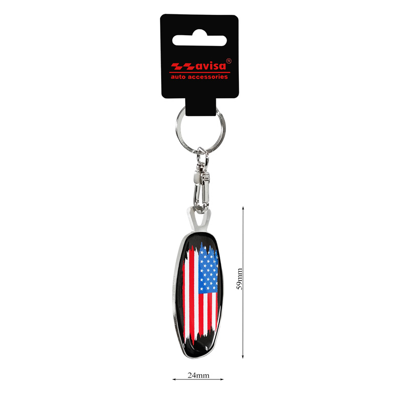 Porte-clés en acier inoxydable - Emblem/ Flag Star of David+USA