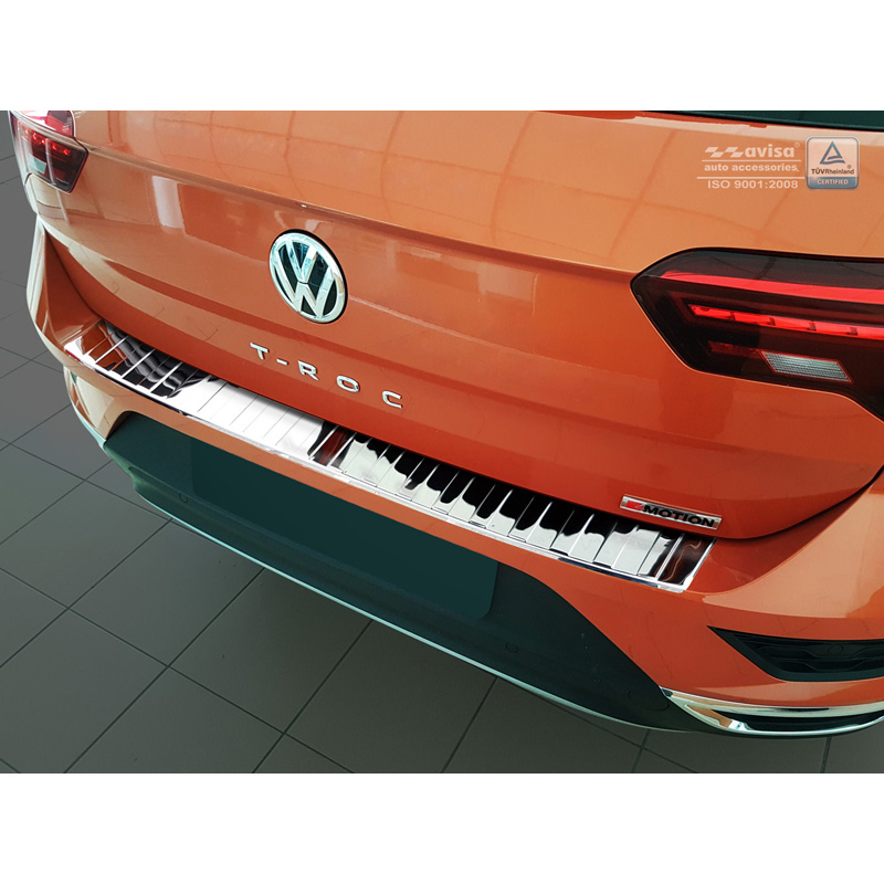 Protection de seuil arrière inox Chrome sur mesure pour Volkswagen T-Roc 2017-2022 & Facelift 2022- incl. Cabrio - 'Ribs'