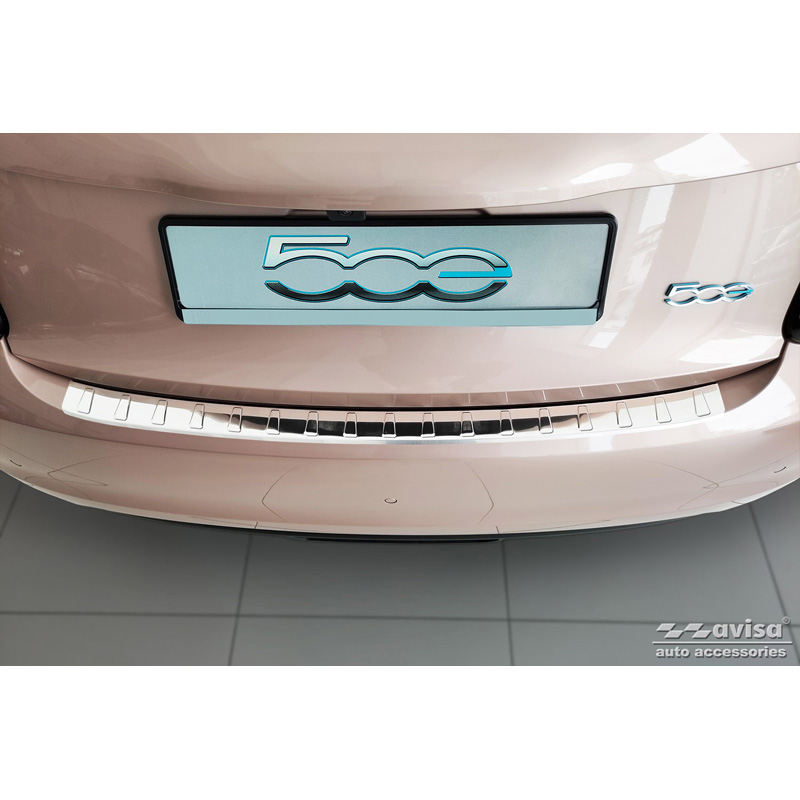 Protection de seuil arrière inox sur mesure pour Fiat 500e Berlina, 3+1 & Cabrio 2020- 'Ribs'