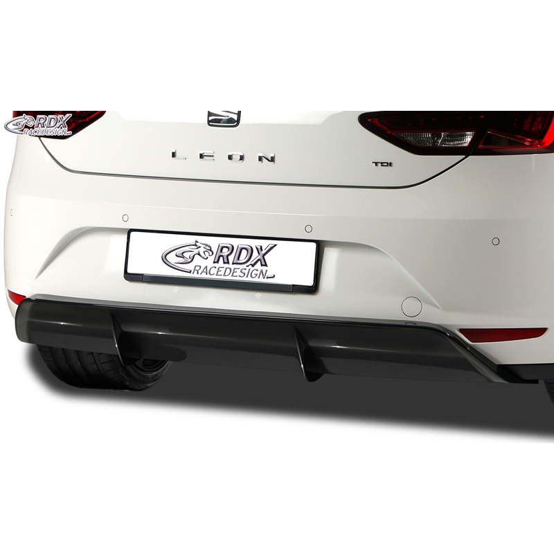 Jupe arrière 'Diffuseur' sur mesure pour Seat Leon 5F SC/5-portes 2013-2017 excl. ST/FR/Cupra (ABS noir luisant)