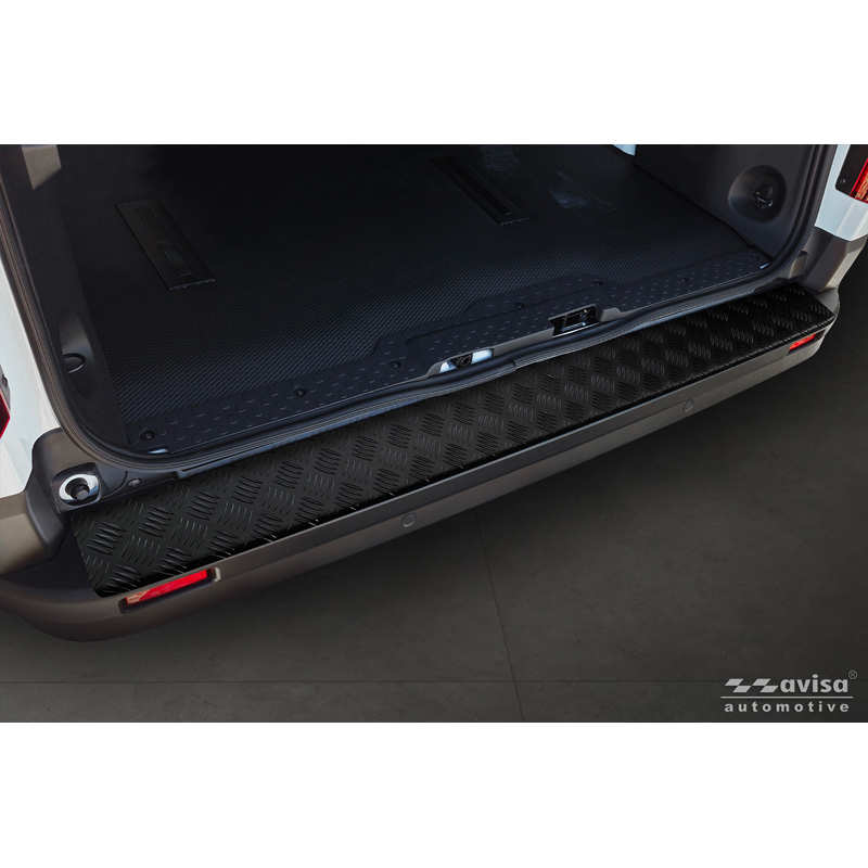 Avisa Protection de seuil arrière en aluminium noir mat sur mesure pour Renault Trafic III / Nissan NV300 2014- / Opel Vivaro 2014-2019 & Fiat Talento 2016-2021 '3mm Riffled Plate'