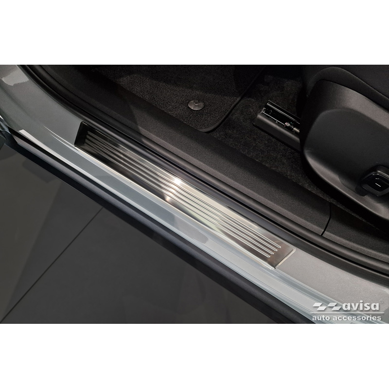 Seuils de portes inoxydable sur mesure pour Volvo EX30 2023- - 'Lines' - 4-pièces
