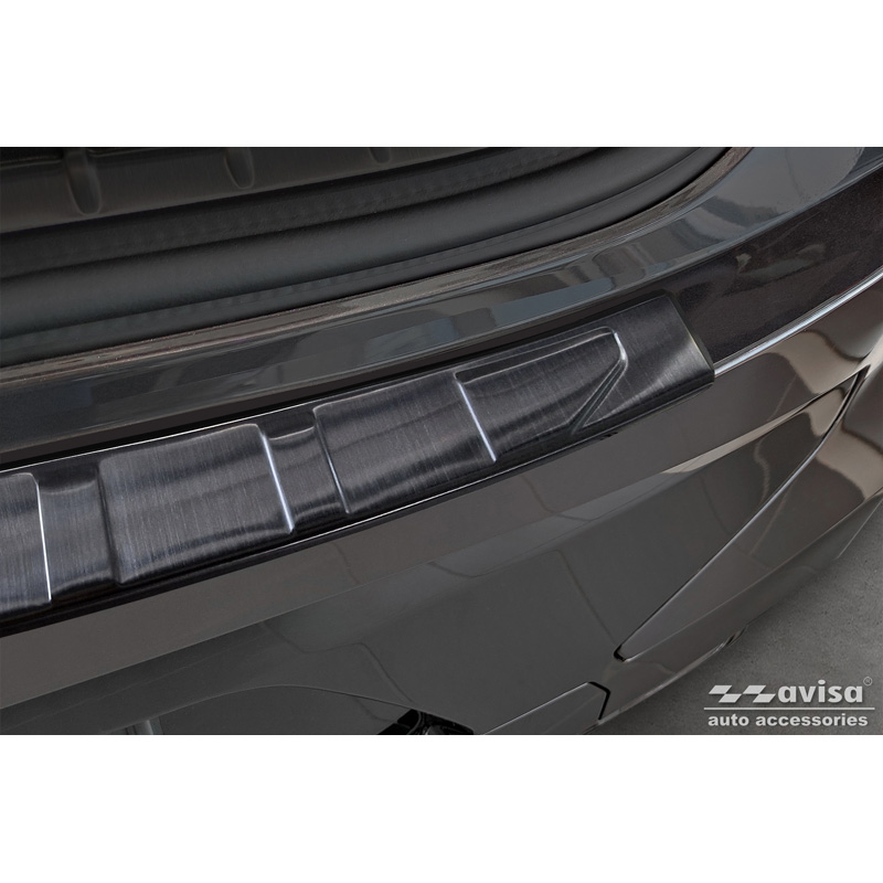 Protection de seuil arrière inox Noir sur mesure pour BMW X4 G02/F98 M Competition Facelift 2021- 'Ribs'