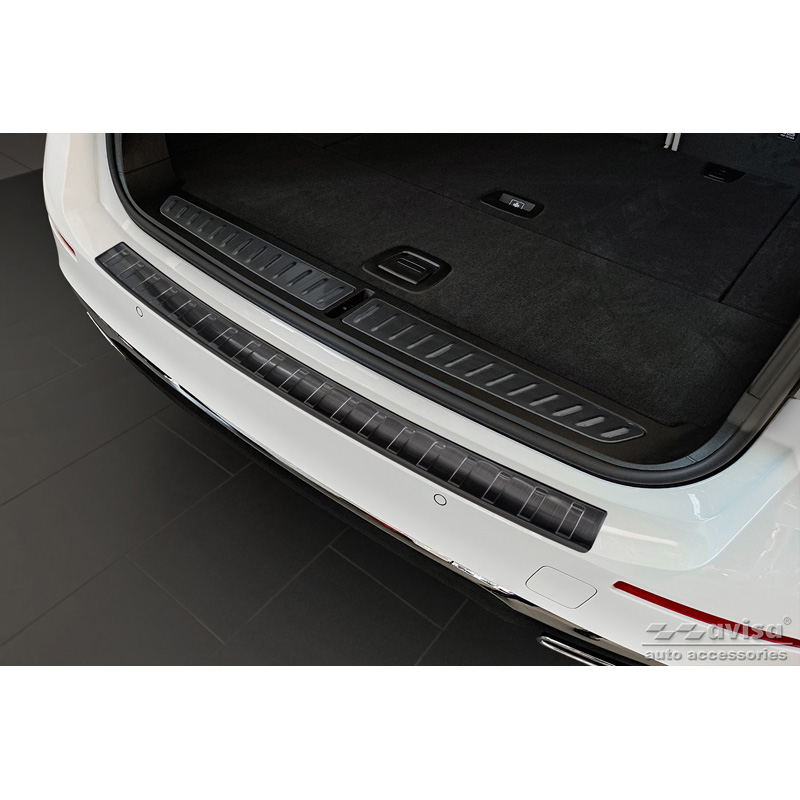 Protection de seuil arrière inox noir sur mesure pour BMW Série 5 G31 Touring Facelift 2020-2024 excl. M-Sport 'Ribs'