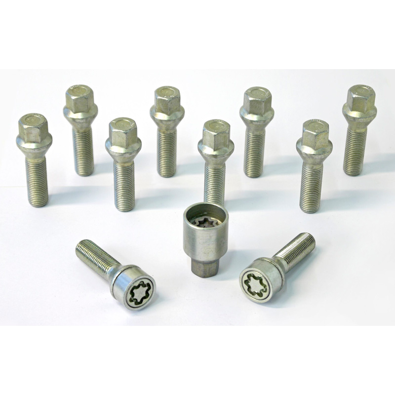 Jeu de Boulons de roue H&R conique M14x1.50 - Longueur 28mm - 10 pièces - antivol de roue inclus