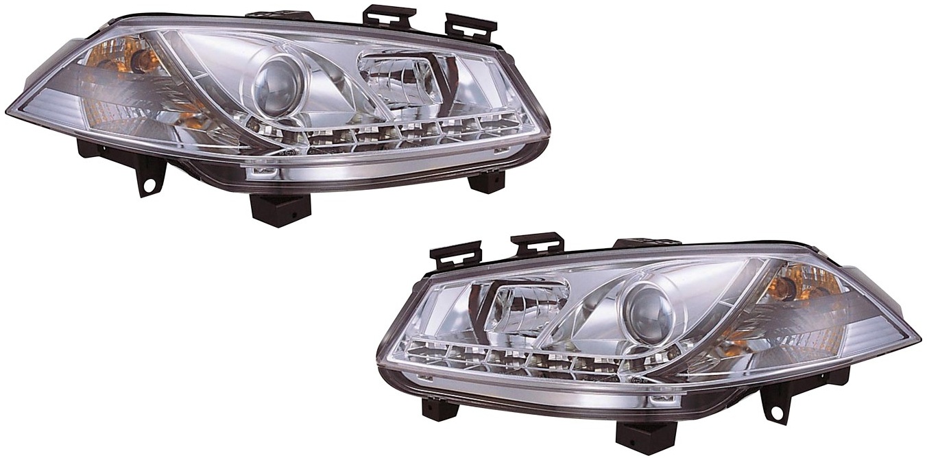 Phares Renault Megane 03-.. LED Yeux du Diable Dayline chrome