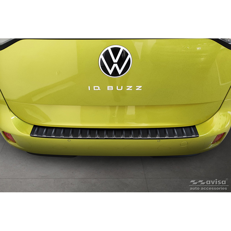 Protection de seuil arrière inox noir sur mesure pour Volkswagen ID.Buzz + Cargo 2022- 'Ribs'