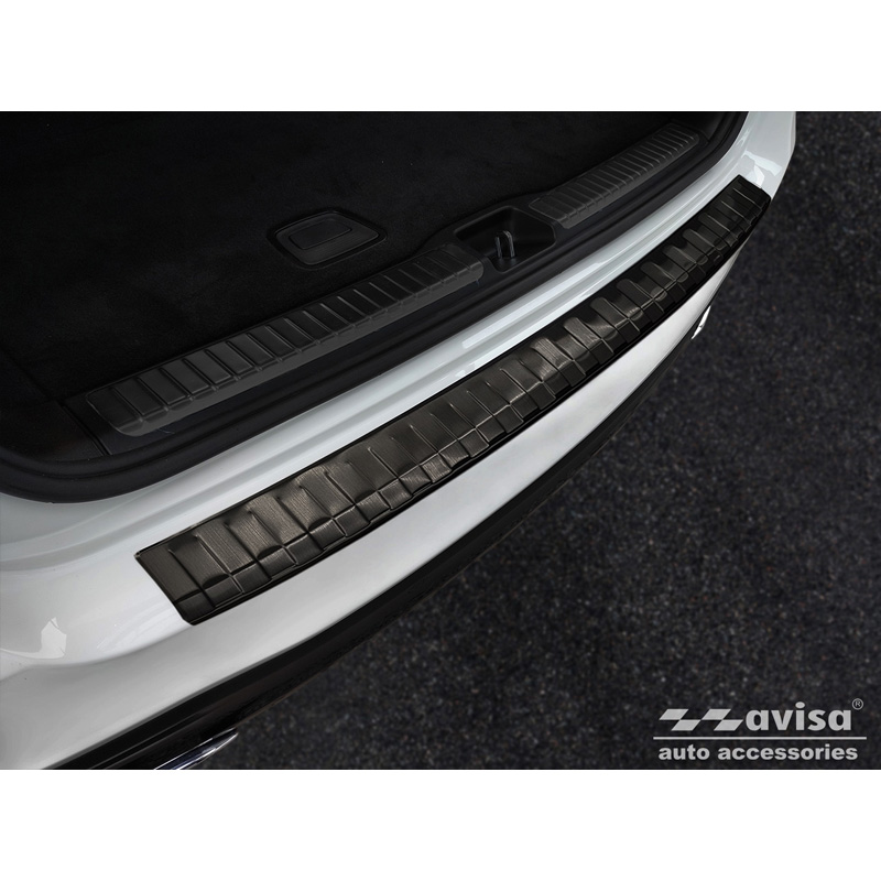 Protection de seuil arrière inox noir sur mesure pour Mercedes GLS (X167) 2019-2023 & FL 2023- 'Ribs'