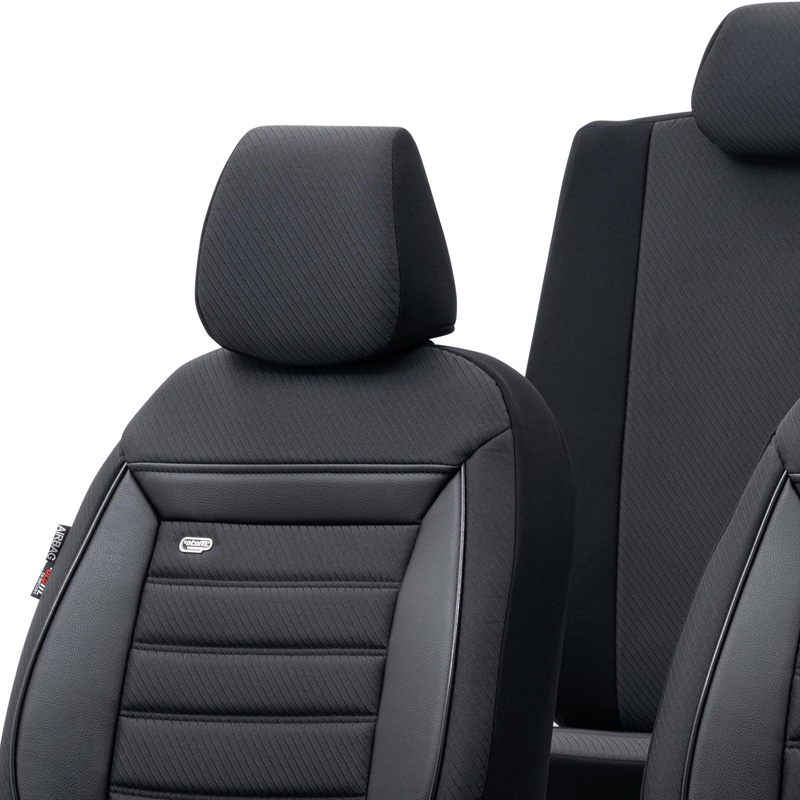 Housse de sièges universel en textile 'Prestige' Noir/Anthracite - 11-pièces - adapté aux Side-Airbags
