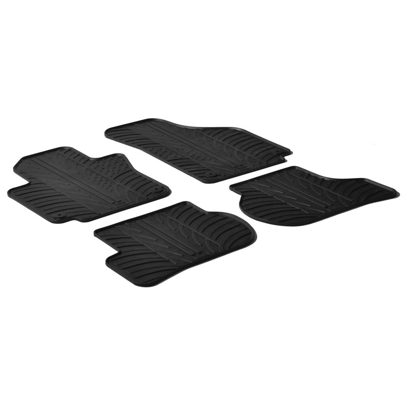 Set tapis de caoutchouc sur mesure pour Volkswagen Golf V,VI Plus 2009- / Seat Toledo 2005-2012 (T profil 4-pièces + clips de montage)