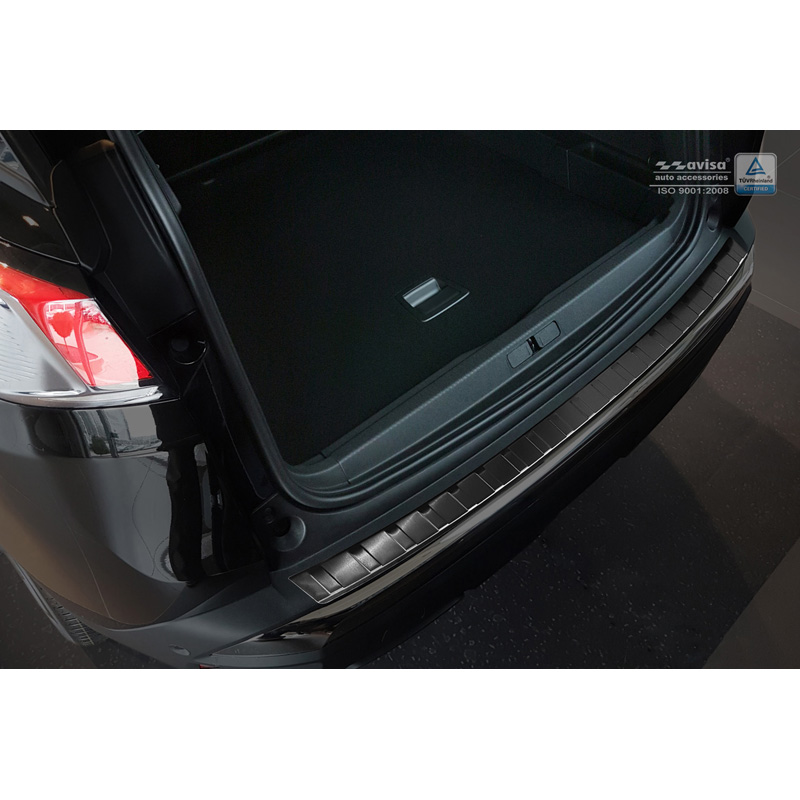 Protection de seuil arrière inox noir sur mesure pour Peugeot 3008 II 2016- 'Ribs'
