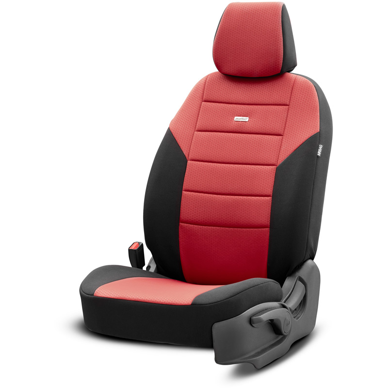 otoM Housse de sièges universel en textile 'SelectedFit One' Noir/Maroon - 10-pièces - adapté aux Side-Airbags