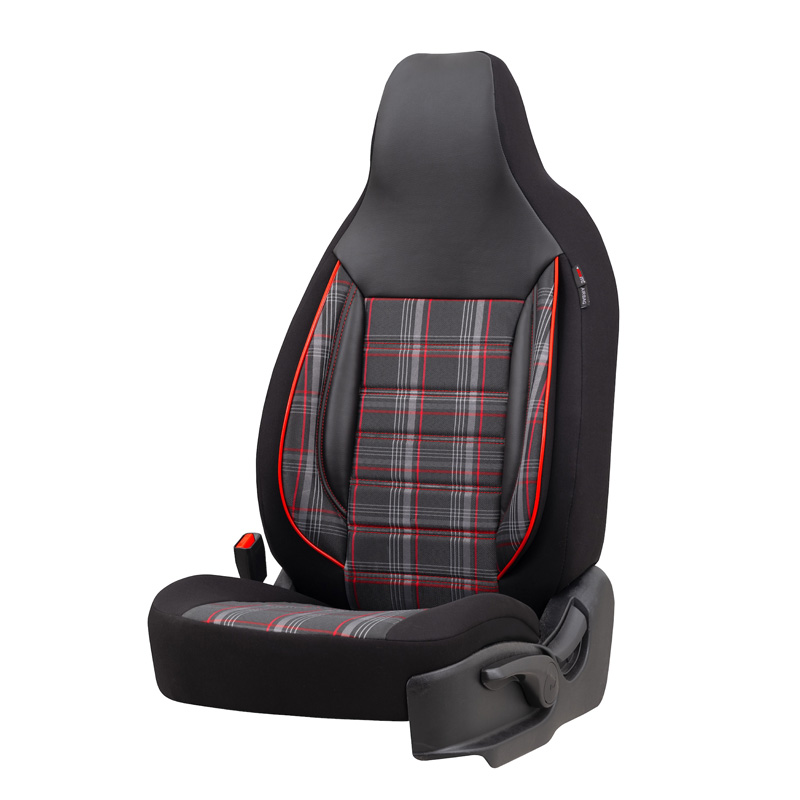 Housse de sièges 'CityBug' universel en textile 'Sports' Noir/Gris/Rouge - 9-pièces - adapté aux Side-Airbags