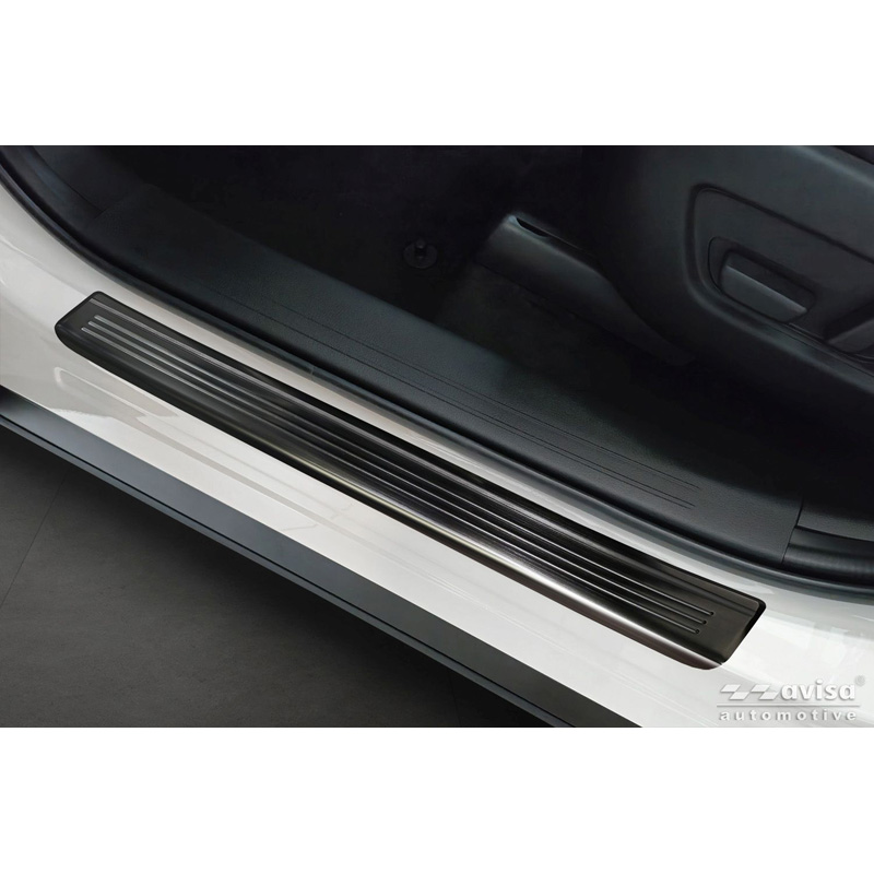 Avisa Seuils de portes inoxydable noir sur mesure pour Mazda CX-80 (KL) 2024- - 'Lines' - 4-pièces
