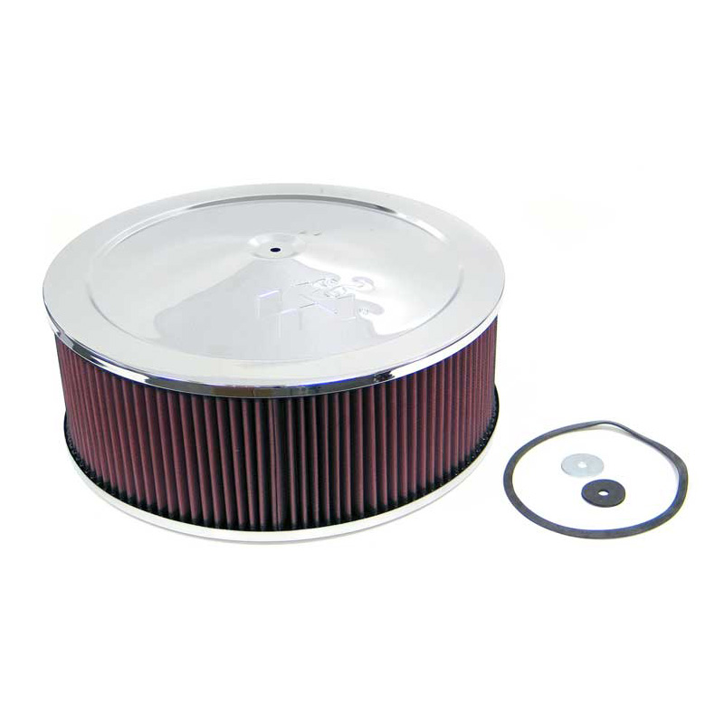 K&N Filtre à Air rond - 130mm raccord, 356mm diamètre, 130mm hauteur, 22mm drop base (60-1450)