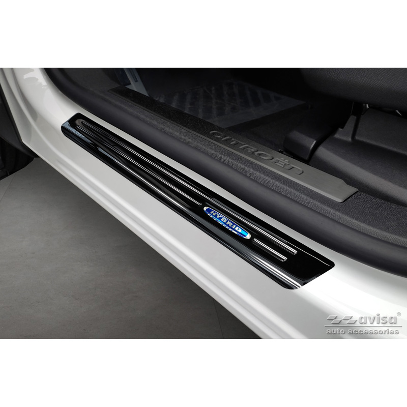 Seuils de portes inoxydable noir sur mesure pour Citroën C5 Aircross 2018- Incl. Facelift 'Hybrid' - 4-pièces