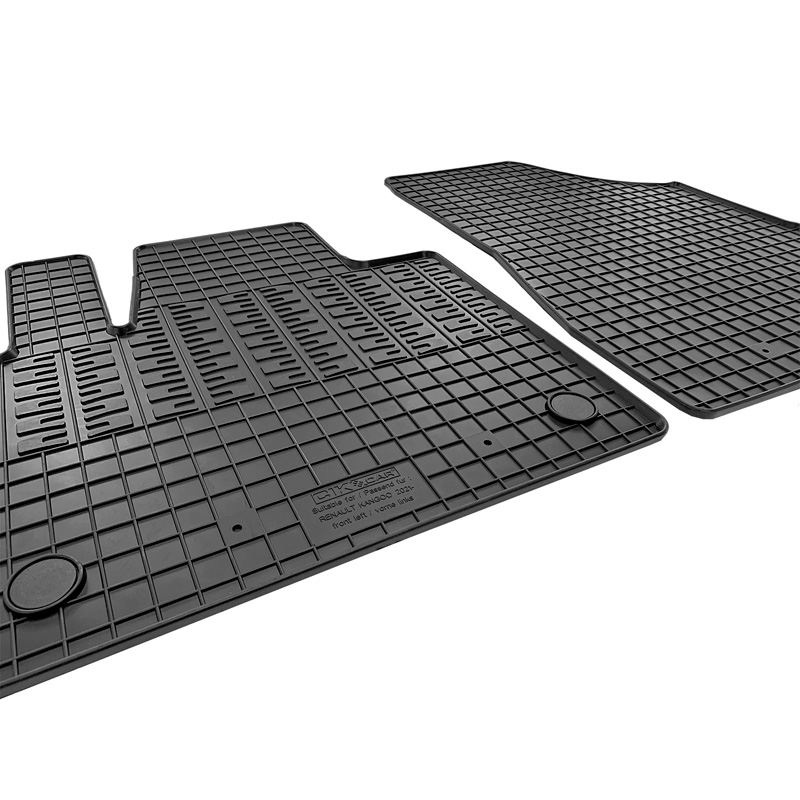 Set tapis de caoutchouc sur mesure pour Mercedes Citan (W420) Box & Renault Kangoo Furgon & Nissan Townstar 2021- (2-pièces + points de fixage)