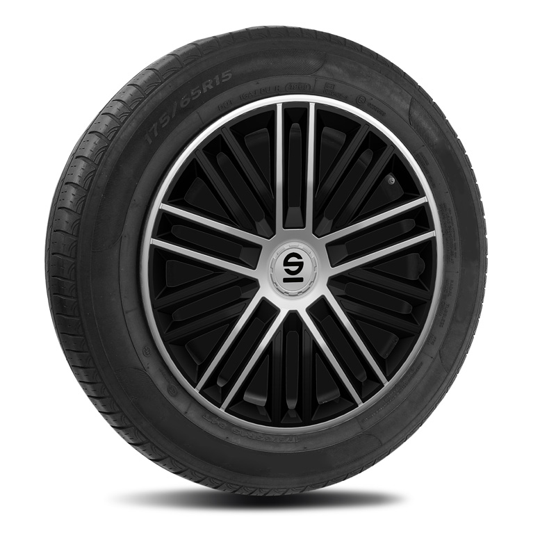 Sparco Enjoliveurs Bergamo - 14-pouces - Noir/Argent - Set de 4 pièces