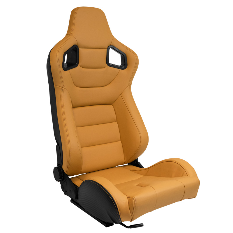 Siège baquet 'RK' - Beige Simili Cuir - Dossier réglable - incl. glissières