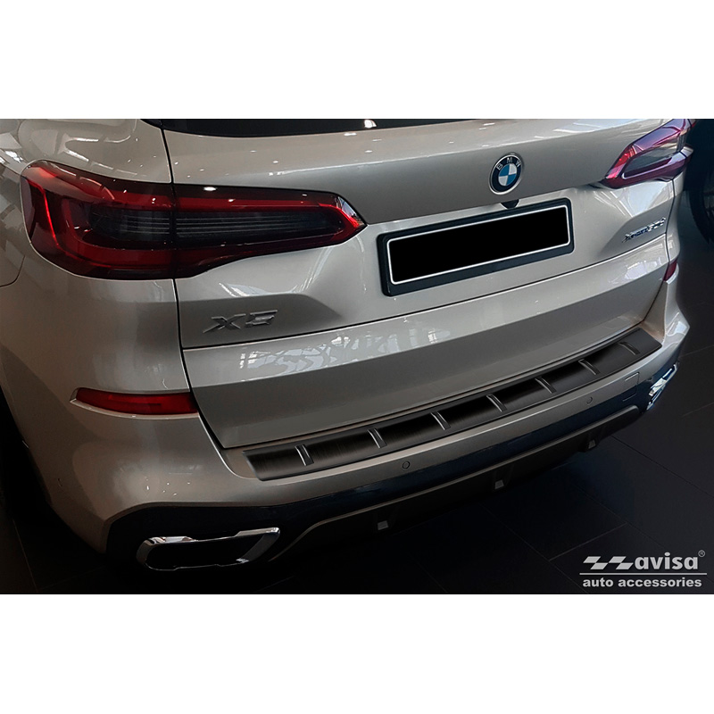 Protection de seuil arrière inox noir sur mesure pour BMW X5 (G05) M-Sport 2018- 'STRONG EDITION'