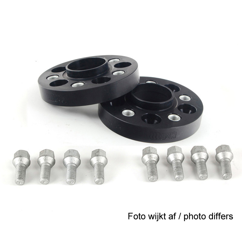 H&R Set des espaceurs de roues Système-DRA 80mm par essieu - Cartouche de boulon 5x112 - Moyeu 66,5mm - Taille de boulon M15x1,25 - sur mesure pour Mercedes - Noir