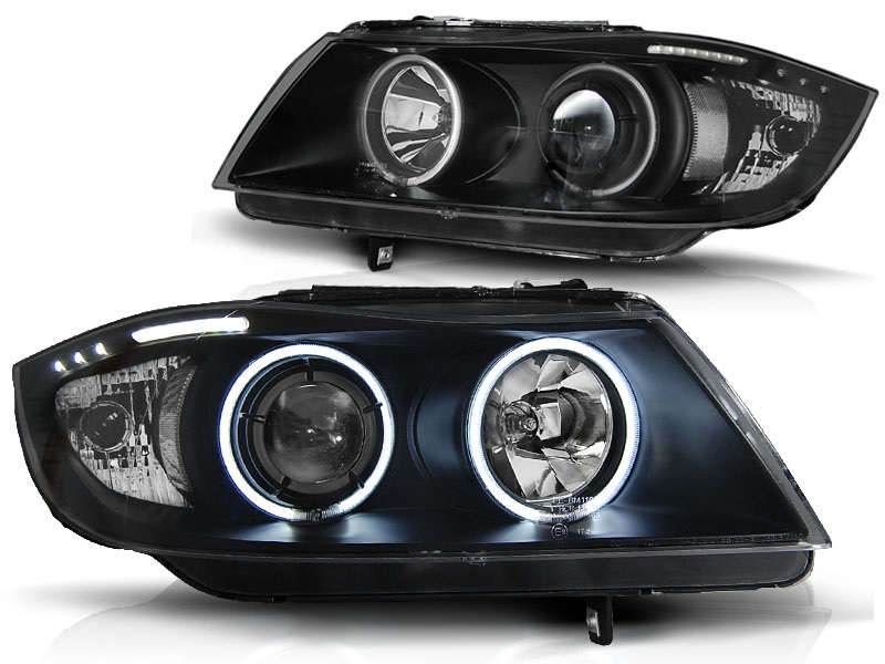 Phares BMW 3 serie E90 Angel Eyes noire
