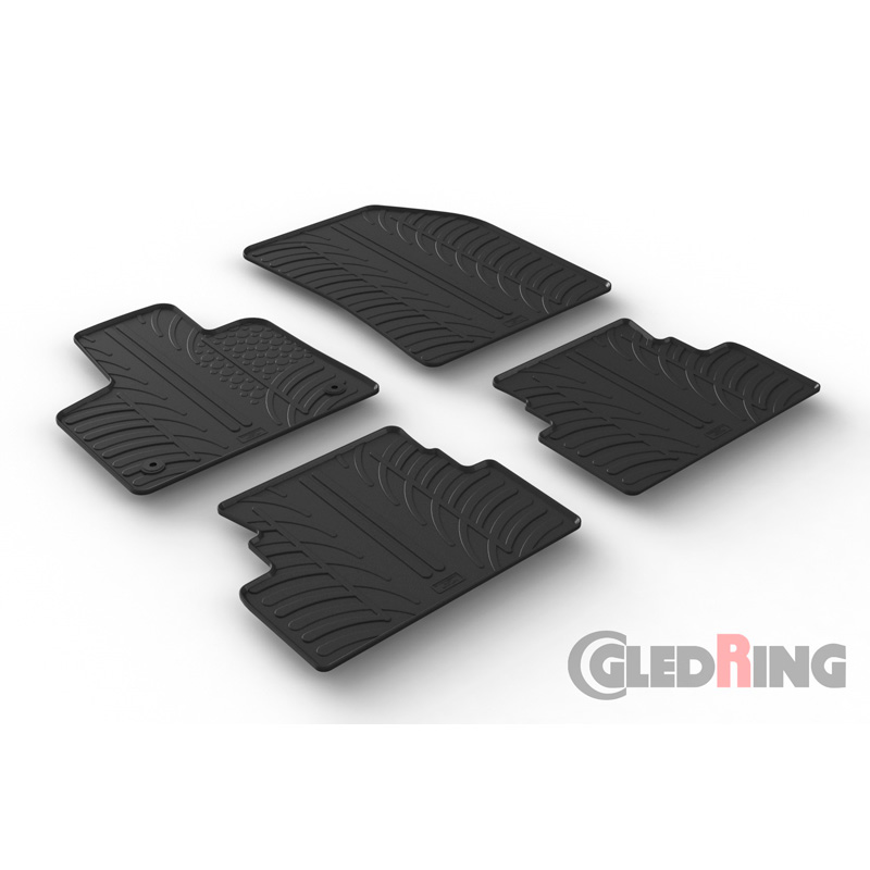 Set tapis de caoutchouc sur mesure pour Opel Grandland X 10/2017- (T profil 4-pièces + clips de montage)