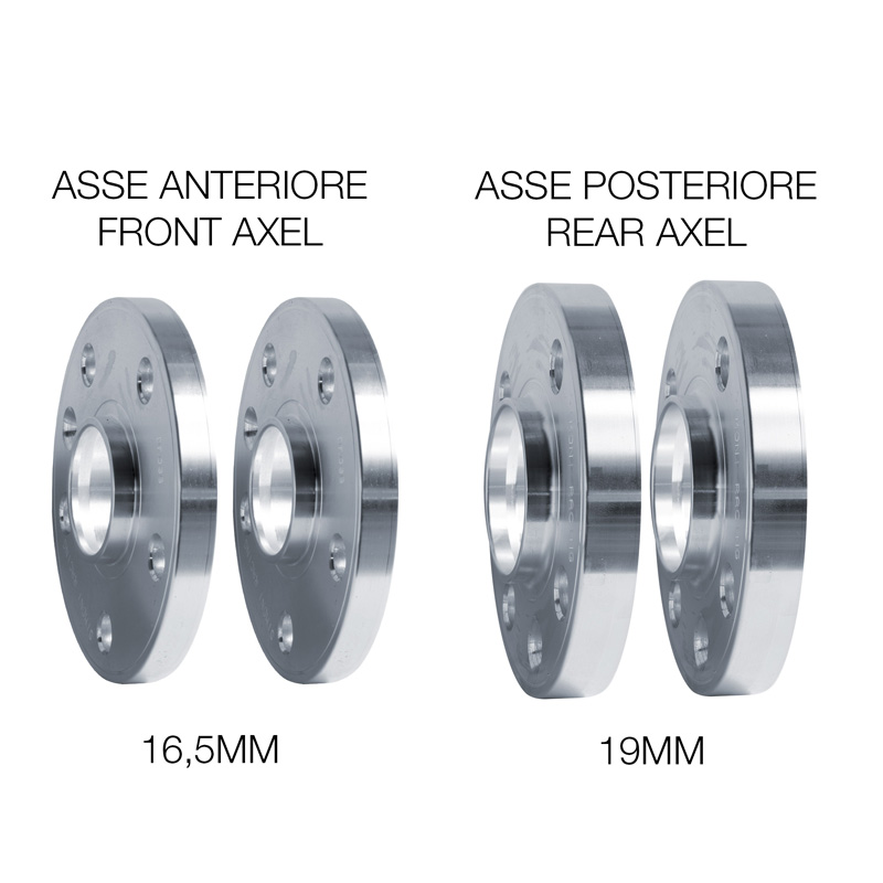 Simoni Racing Kit d'Élargisseurs de Roue en aluminium - 2x16,5mm(AV) - 2x19mm(AR) (Moyeu 60,1mm) avec boulons de roue - sur mesure pour Renault divers