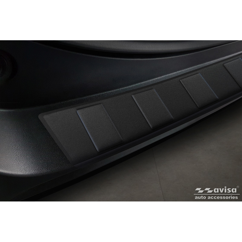 Protection de seuil arrière inox noir mat sur mesure pour Toyota RAV4 (5th Gen.) 2018- & Suzuki Across 2020- 'Ribs'