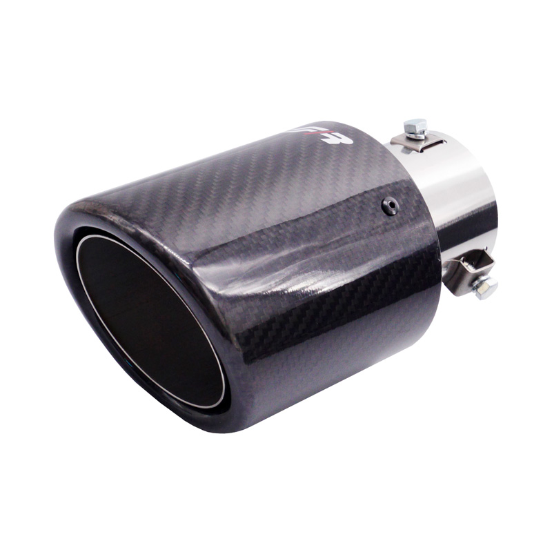 Simoni Racing Embout d'Échappement Rond/Oblique Carboné-Brilliant+Inox - Ø102xL180mm - Montage 38-63mm