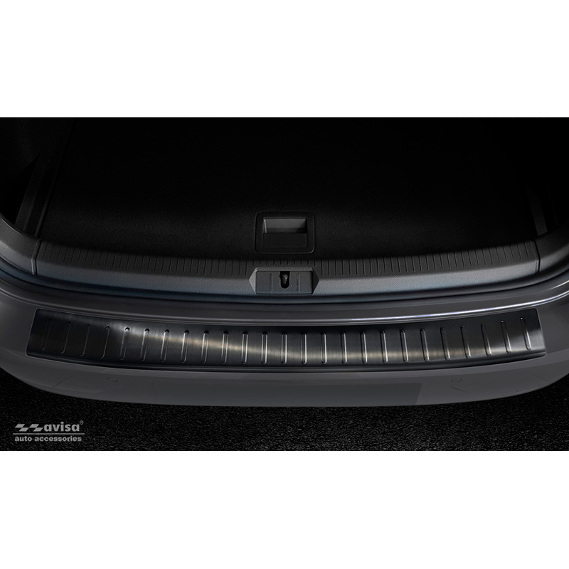 Protection de seuil arrière inox noir sur mesure pour Volkswagen Golf VII Variant 2012-2017 'Ribs'