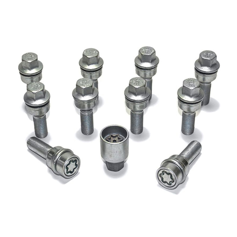 Jeu de Boulons de roue H&R sphérique avec cône mobile R14 M14x1.50 - Longueur 50mm - 10 pièces (p.e. sur mesure pour Audi Q3, Q5) - antivol de roue inclus
