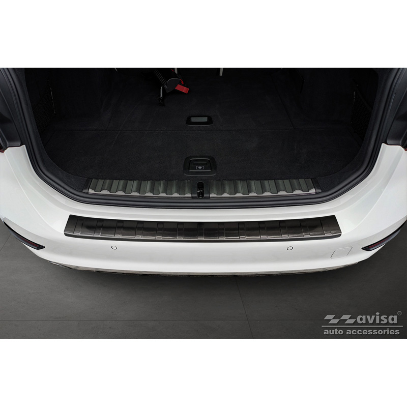 Protection de seuil arrière inox noir sur mesure pour BMW Série 3 G21 Touring 2019-2022 'Ribs'