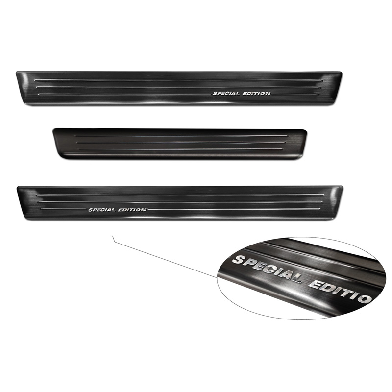Seuils de portes inox noir sur mesure pour Renault Kangoo III Furgon & Nissan Townstar & Mercedes Citan 2021- - 'Special Edition' - 4-pièces
