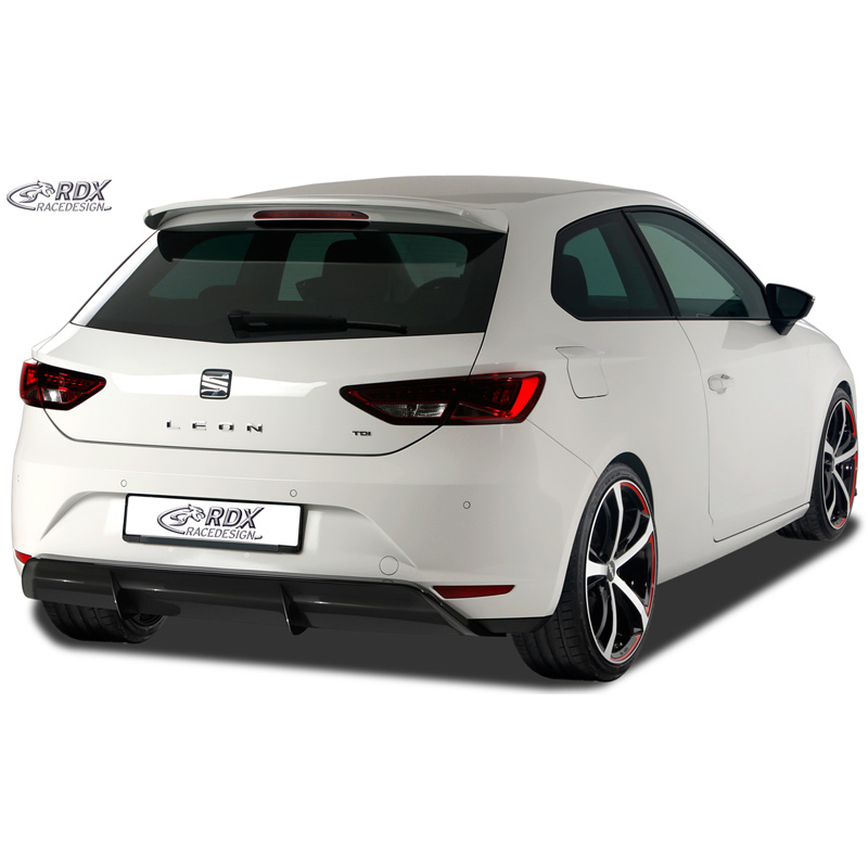 Jupe arrière 'Diffuseur' sur mesure pour Seat Leon 5F SC/5-portes 2013-2017 excl. ST/FR/Cupra (ABS noir luisant)