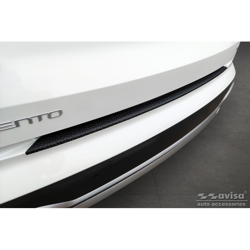 Protection de seuil arrière en aluminium noir mat sur mesure pour Kia Sorento IV 2020- 'Riffled Plate'