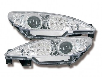 Phares Peugeot 206 98-05 Led DRL chrome
