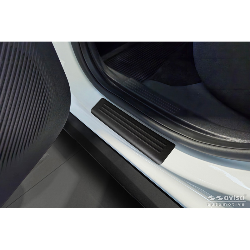 Avisa Seuils de portes inoxydable noir mat sur mesure pour Citroën C3 IV 2024- - 'Lines' - 4-pièces