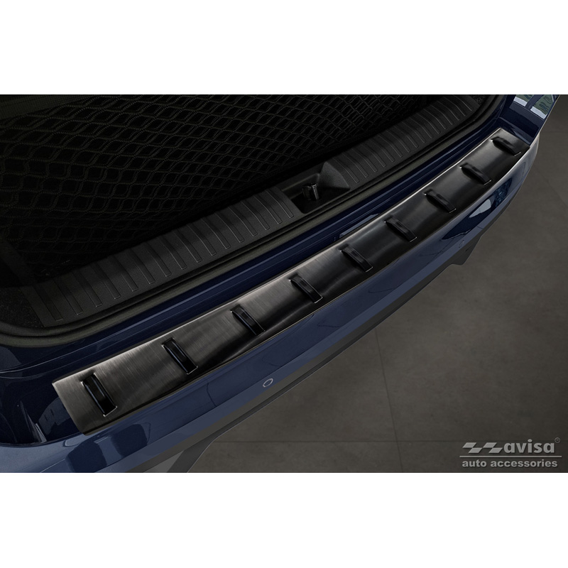 Protection de seuil arrière inox noir sur mesure pour Skoda Kamiq 2019- 'STRONG EDITION'