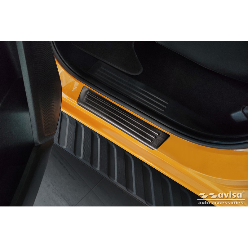 Seuils de portes inoxydable noir sur mesure pour Ford Ranger VI 2022- 'Lines' - 4-pièces