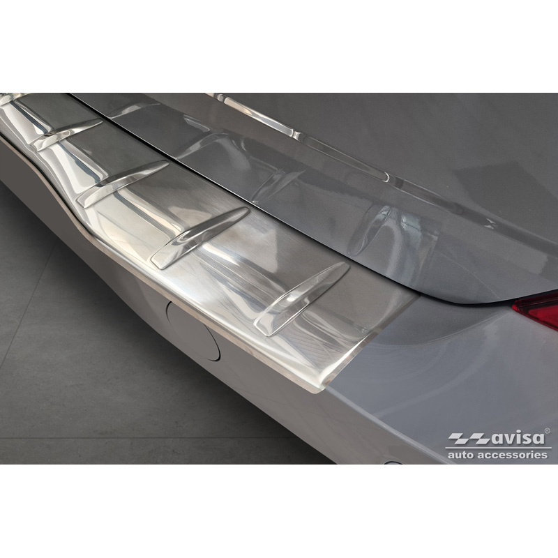 Protection de seuil arrière inox sur mesure pour Ford Transit Custom & Tourneo Custom (V710) 2023- / Volkswagen Transporter T7 2024- 'Ribs'