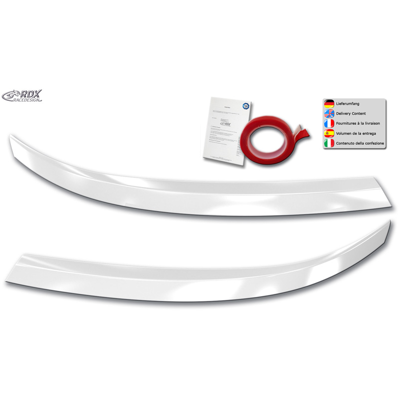 RDX Racedesign Spoilers de phares sur mesure pour Volkswagen Transporter T6.1 2021- (ABS Blanc Brillant)