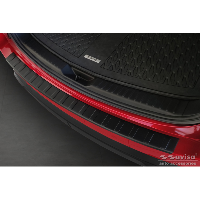 Protection de seuil arrière inox noir mat sur mesure pour Mazda CX5 II 2017- incl. Facelift 'Ribs'