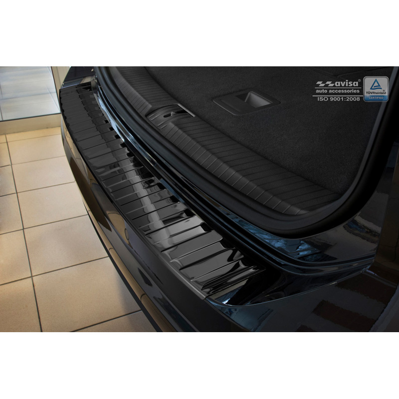 Protection de seuil arrière inox Noir-Chromé sur mesure pour Volkswagen Touran III 2015- incl. R-Line 'Ribs'