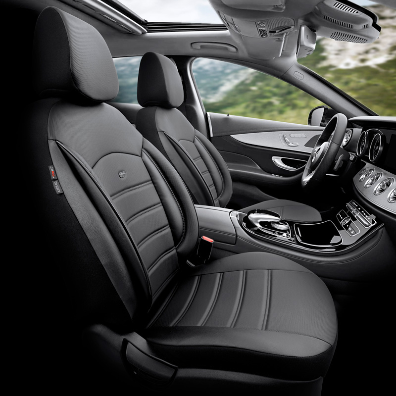 Housse de sièges universel en plein cuir 'Inspire' Noir - 11-pièces - adapté aux Side-Airbags