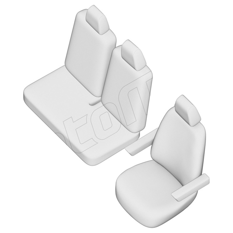 Original Design Housses de siège en tissu 2+1 sur mesure pour Volkswagen Crafter/MAN TGE 2017- (Standard) (Dossier de banquette divisé)