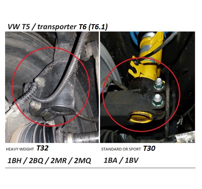 Schroefset Koni VW Transporter T5 & T6 Geel T32 Extra Diep