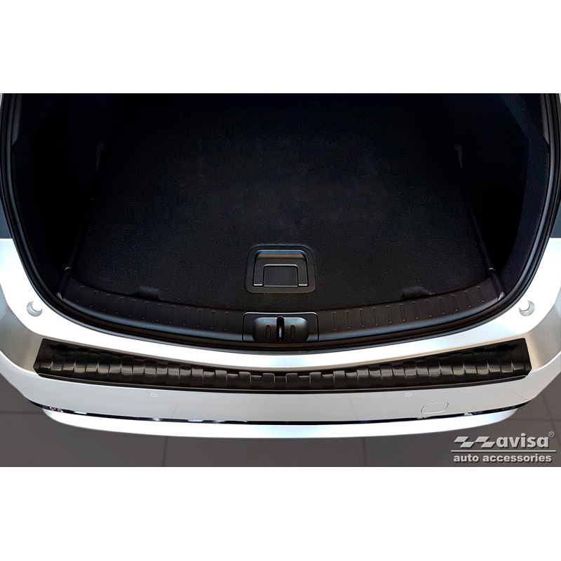 Protection de seuil arrière inox noir sur mesure pour Toyota Corolla XII Combi 2019- (incl. GR Sport) & Suzuki Swace Combi 2020- 'Ribs'