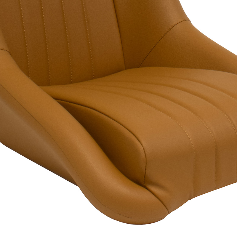 Siège baquet 'Classic' - Simili Cuir Beige - Dossier fixe + Appuie-tête - incl. glissières